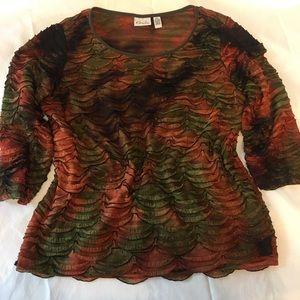 Kim Rogers Petite Ruffled Layered 3/4 Sleeve